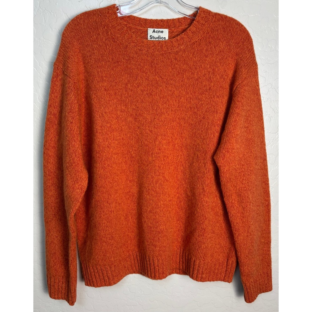 Acne‎ Studios Samara Wool Sweater Orange Melange Crew Neck 19P173 Unisex XS 2172